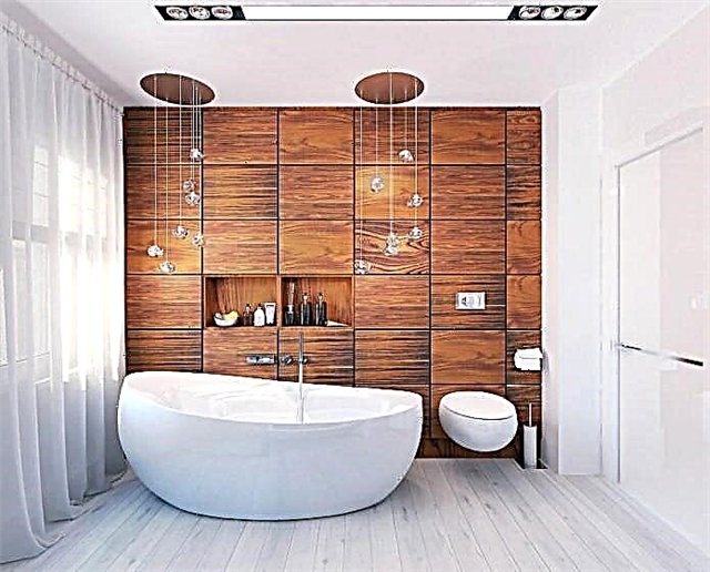 Binne-ontwerp van 'n pragtige badkamer van 8 vierkante meter. m.