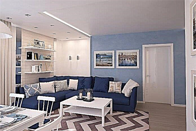 Interior da sala de estar en tons azuis: características, fotos