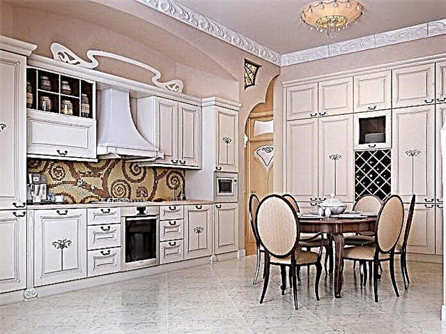 Desain interior kamar makan-dapur dina gaya klasik