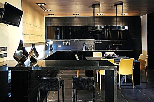 Set i zi në brendësi në kuzhinë: dizajni, zgjedhja e letër-muri, 90 foto
