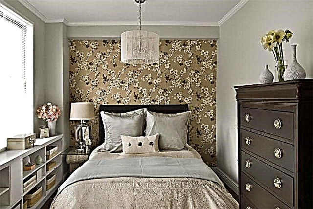 Letër-muri për një dhomë gjumi të vogël: ngjyra, dizajni, kombinimi, idetë për tavanet e ulëta dhe dhomat e ngushta