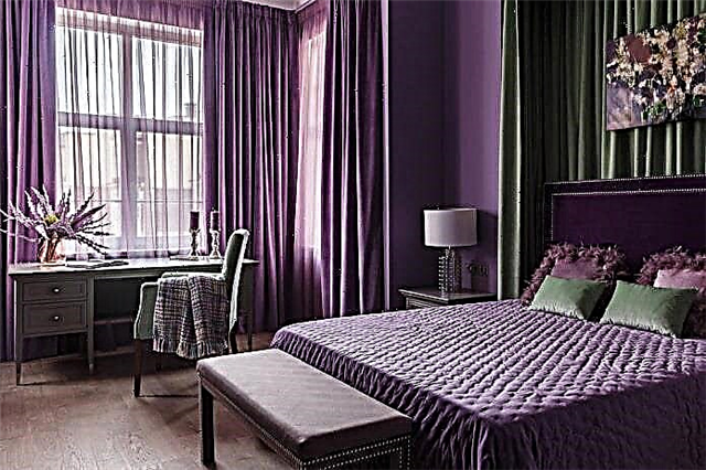 Прекрасна виолетова спална соба во внатрешноста