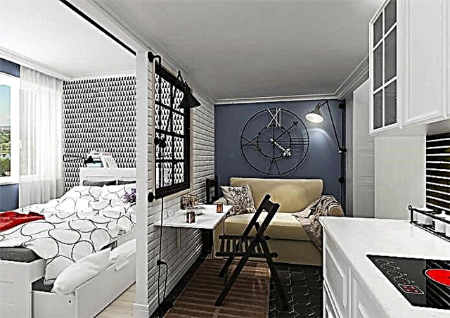 Desain apartemen studio leutik 18 sq. m - poto pedalaman, ideu susunan